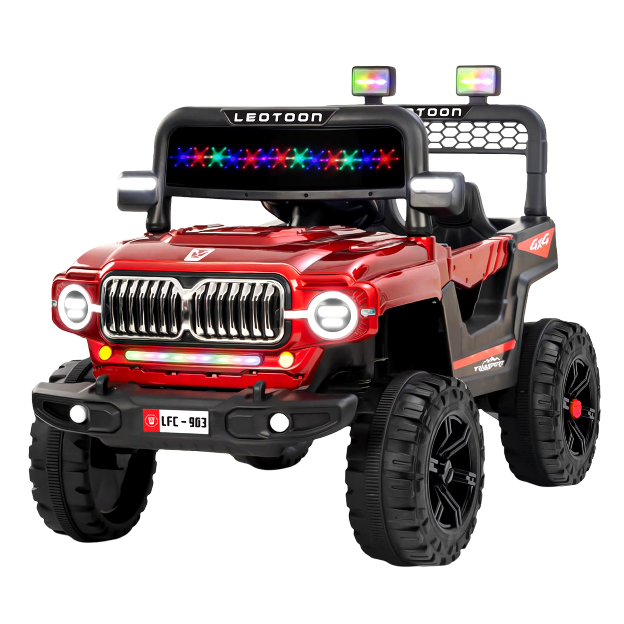 Leotoon Puddle Jumper SUV | 2B 6V/5AH | 2M 12V/15000 RPM | 2.4 GHz Remote | USB/MP3 | LED Windshield | Rocking Function | Dual Tone Lights | Bluetooth | BIS Certified | (Metallic Red) (3-8 Years)