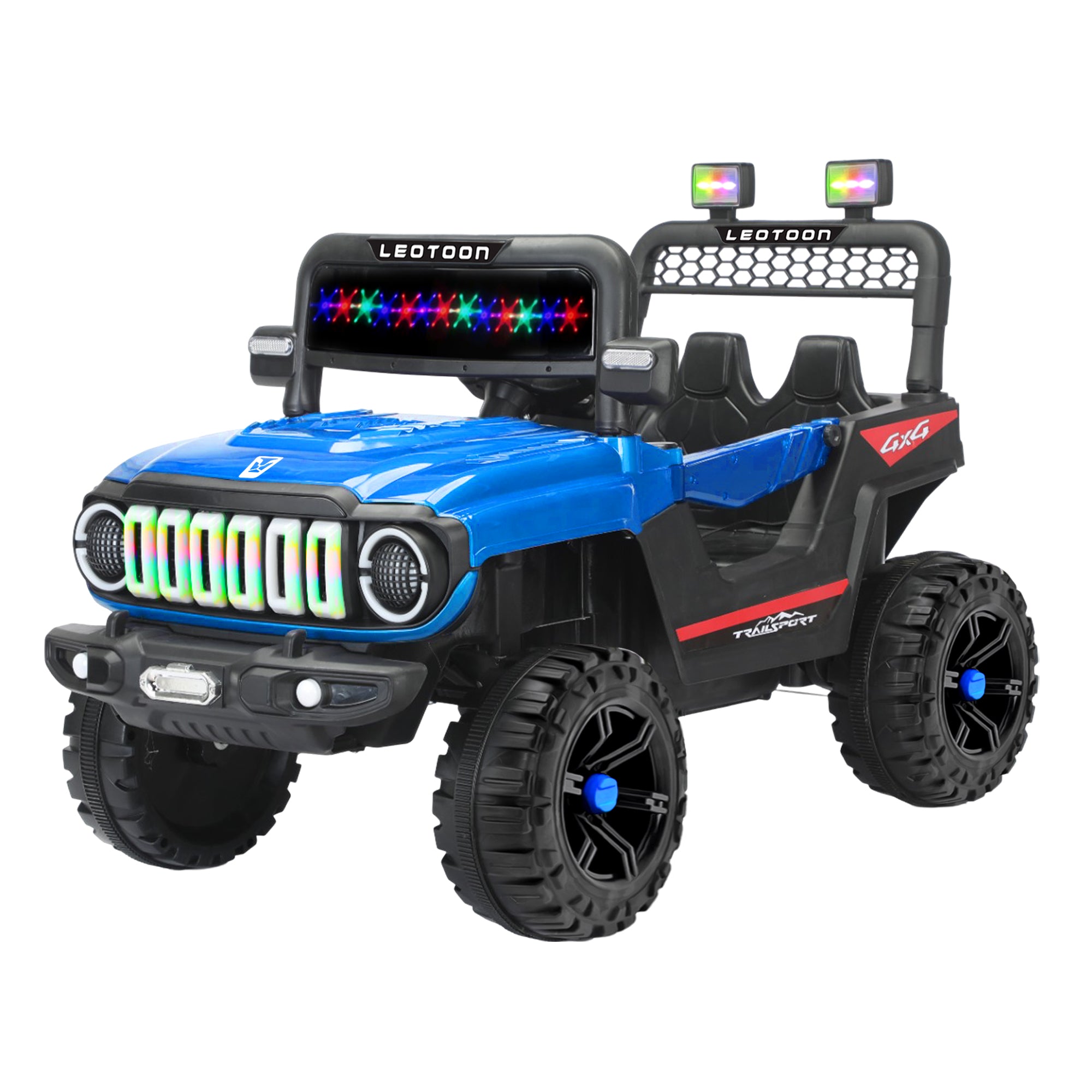 Leotoon Zoomy McZoom SUV | 2B 6V/5AH | 2M 12V/15000 RPM | 2.4 GHz Remote | USB/MP3 | LED Windshield | Rocking Function | Dual Tone Lights | Bluetooth | BIS Certified | (Metallic Blue) (3-8 Years)